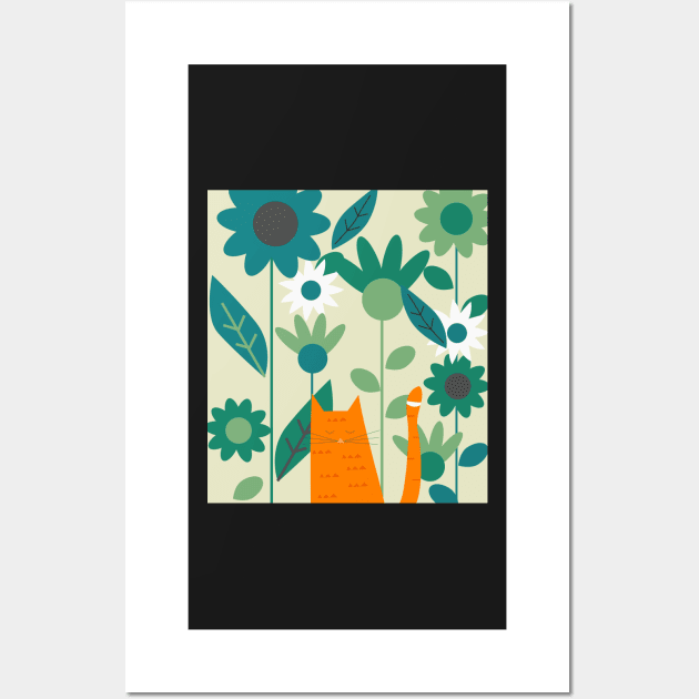 Ginger kitty in the botanic garden Wall Art by cocodes